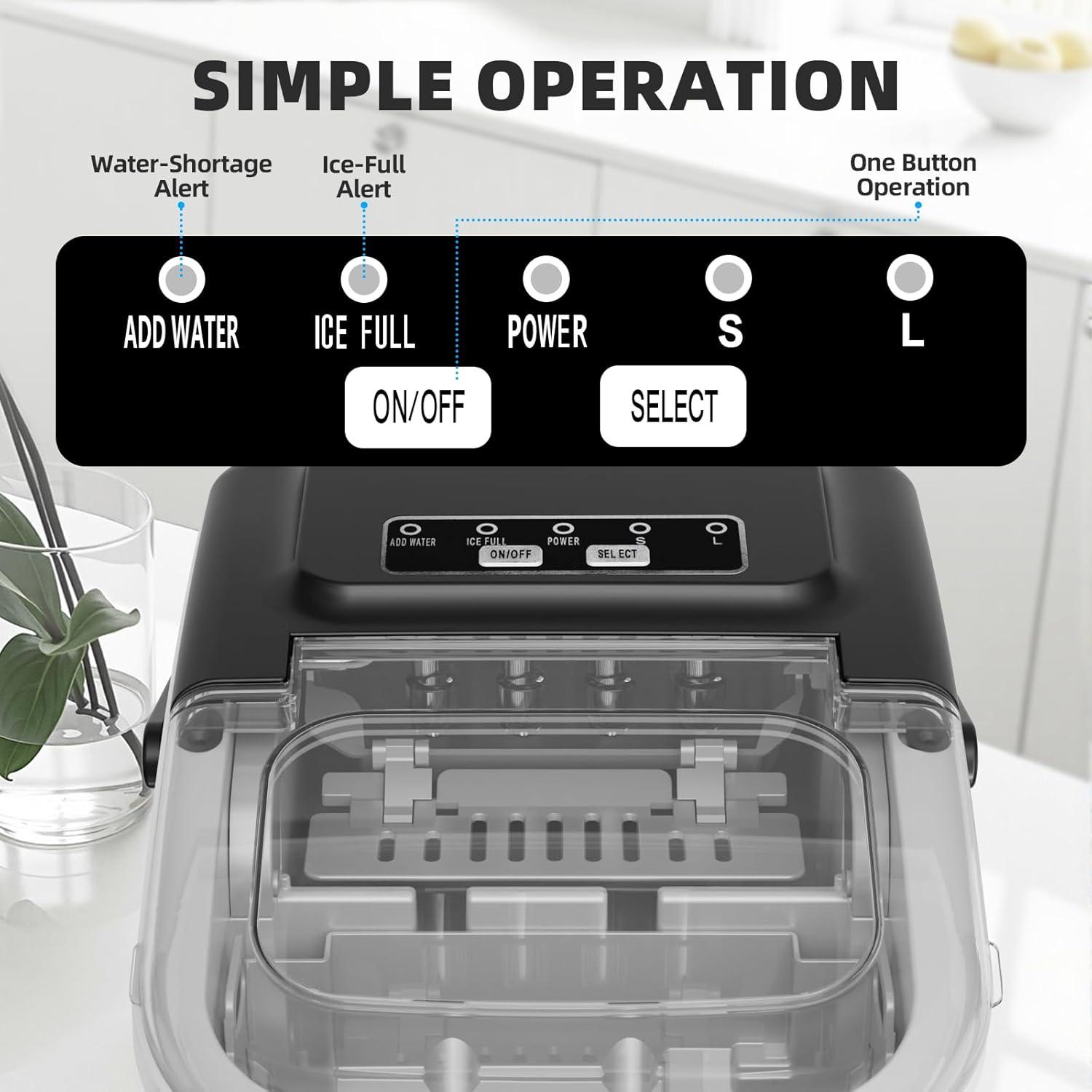 imageAntarctic Star Countertop Ice Maker with Handle Selectable SL Ice Size 265 lbs24Hrs 8 Ice Cubes in 6 Mins AutoCleaning Portable with Ice Basket ampamp Scoop for HomeKitchenCampingRV