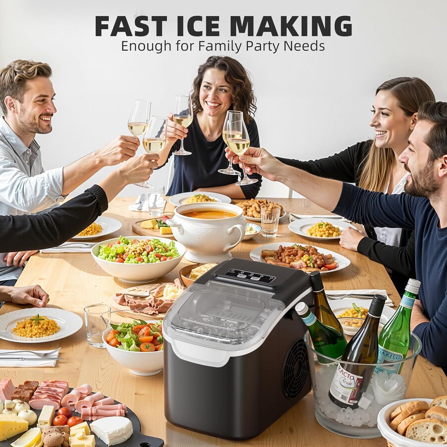 imageAntarctic Star Countertop Ice Maker with Handle Selectable SL Ice Size 265 lbs24Hrs 8 Ice Cubes in 6 Mins AutoCleaning Portable with Ice Basket ampamp Scoop for HomeKitchenCampingRV