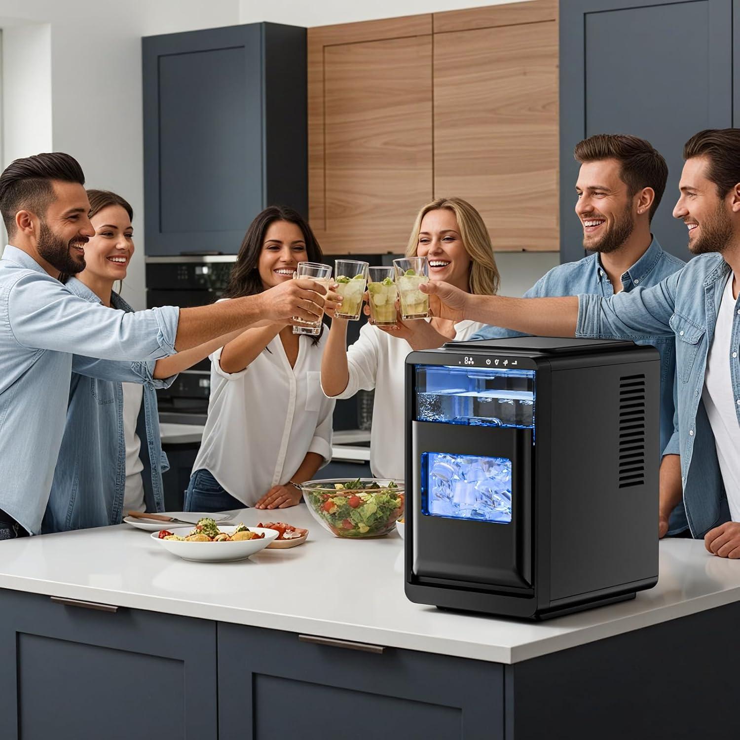 imageAntarctic Star Crescent Ice MakerCountertop Ice Maker with Portable Crescent Ice27 Lbs24H16Pcs in 15MinsSelfCleaningfor HomeKitchenOfficeParty