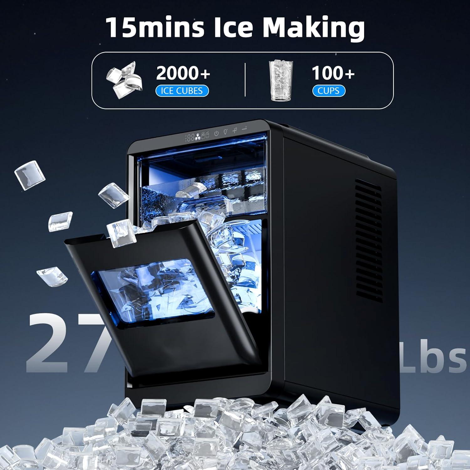 imageAntarctic Star Crescent Ice MakerCountertop Ice Maker with Portable Crescent Ice27 Lbs24H16Pcs in 15MinsSelfCleaningfor HomeKitchenOfficeParty