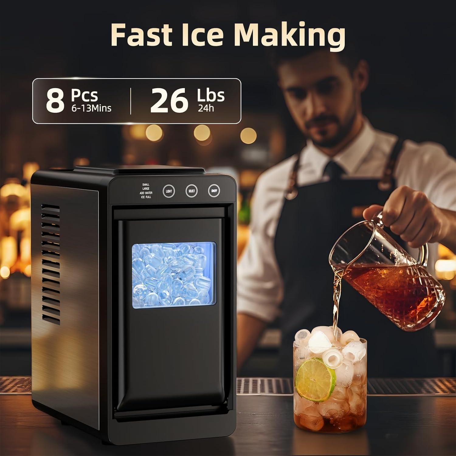 imageAntarctic Star Ice Maker 26lbs in 24Hrs 8 Cubes in 6 Mins 08L Tank ampamp 11lb Storage Auto Clean with Basket ampamp Scoop Portable for HomeKitchenCampingRV