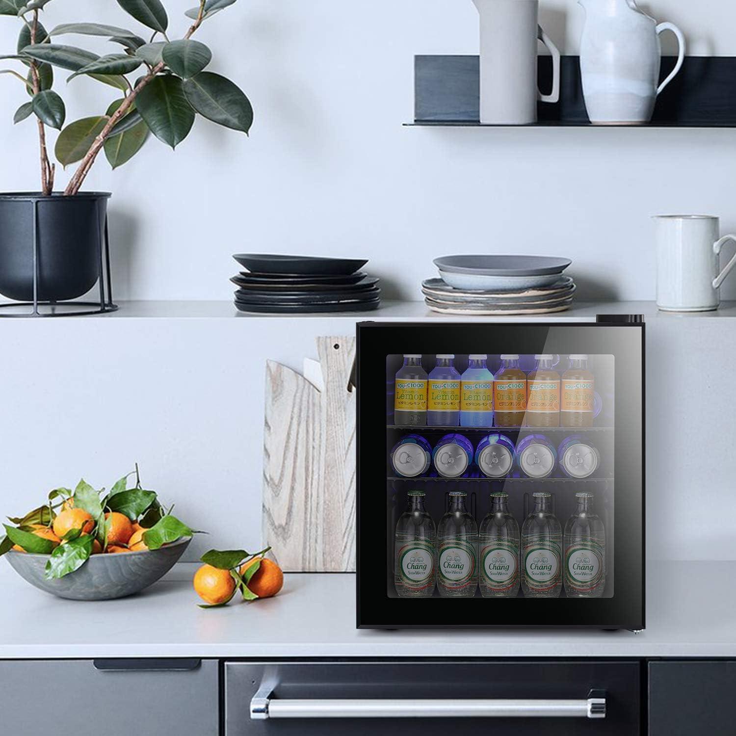 imageAntarctic Star Mini Fridge Cooler  70 Can Beverage Refrigerator Black Glass Door for Beer Soda or Wine Small Drink Dispenser Machine Clear Front Removable for Home Office or Bar 16cuft Black