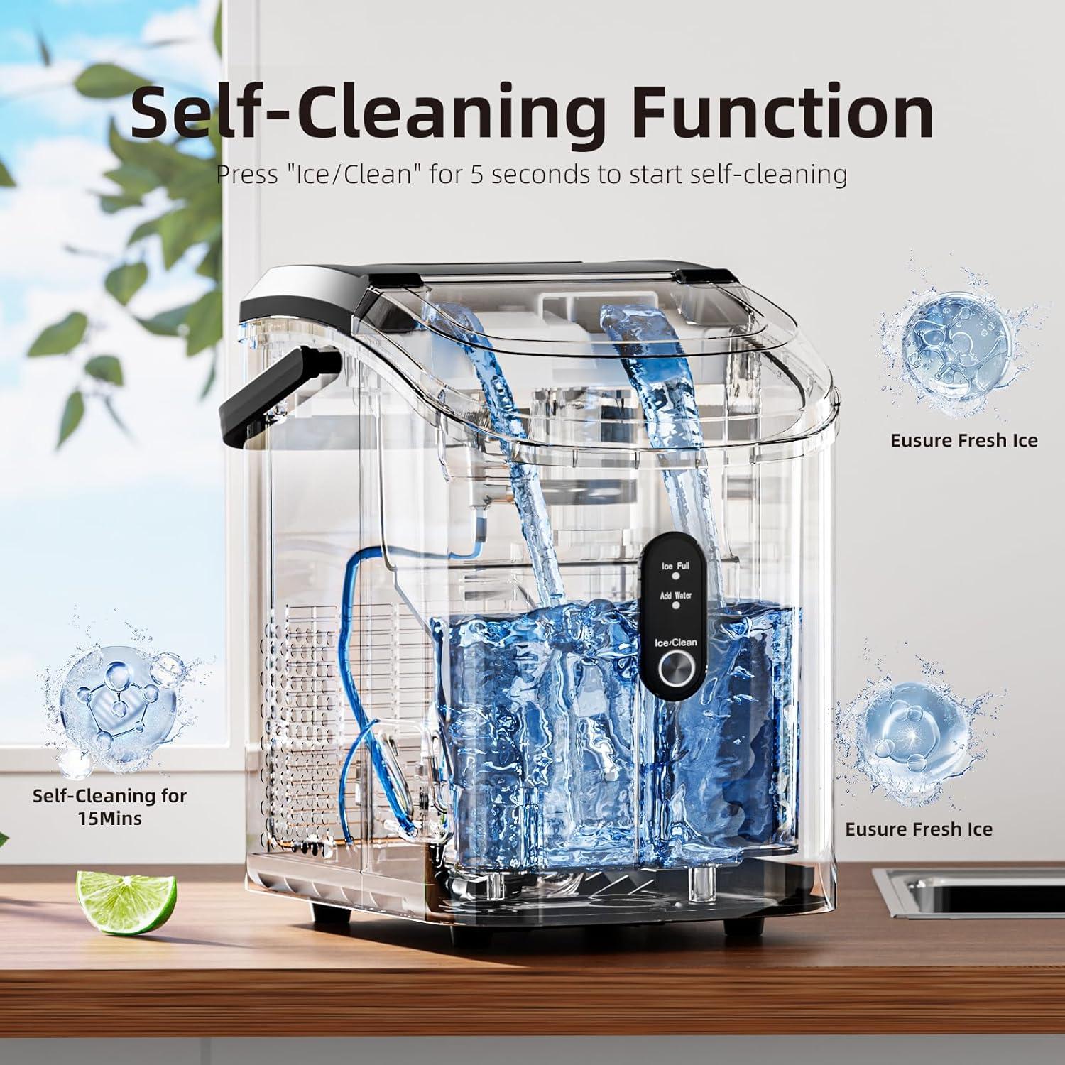 imageAntarctic Star Nugget Countertop Ice Maker with Soft Chewable Pellet Ice 34Lbs24H Pebble Portable Ice Machine SelfCleaning One Button Operation for Kitchen Bar Stainless Steel Black