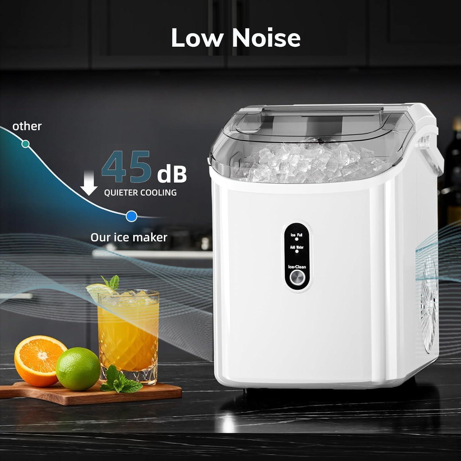 imageAntarctic Star Nugget Ice Maker Countertop Chewable Pellet Ice Machine with Self Cleaning Function Pebble Portable Ice Maker with Ice Scoop for Home Kitchen Office White