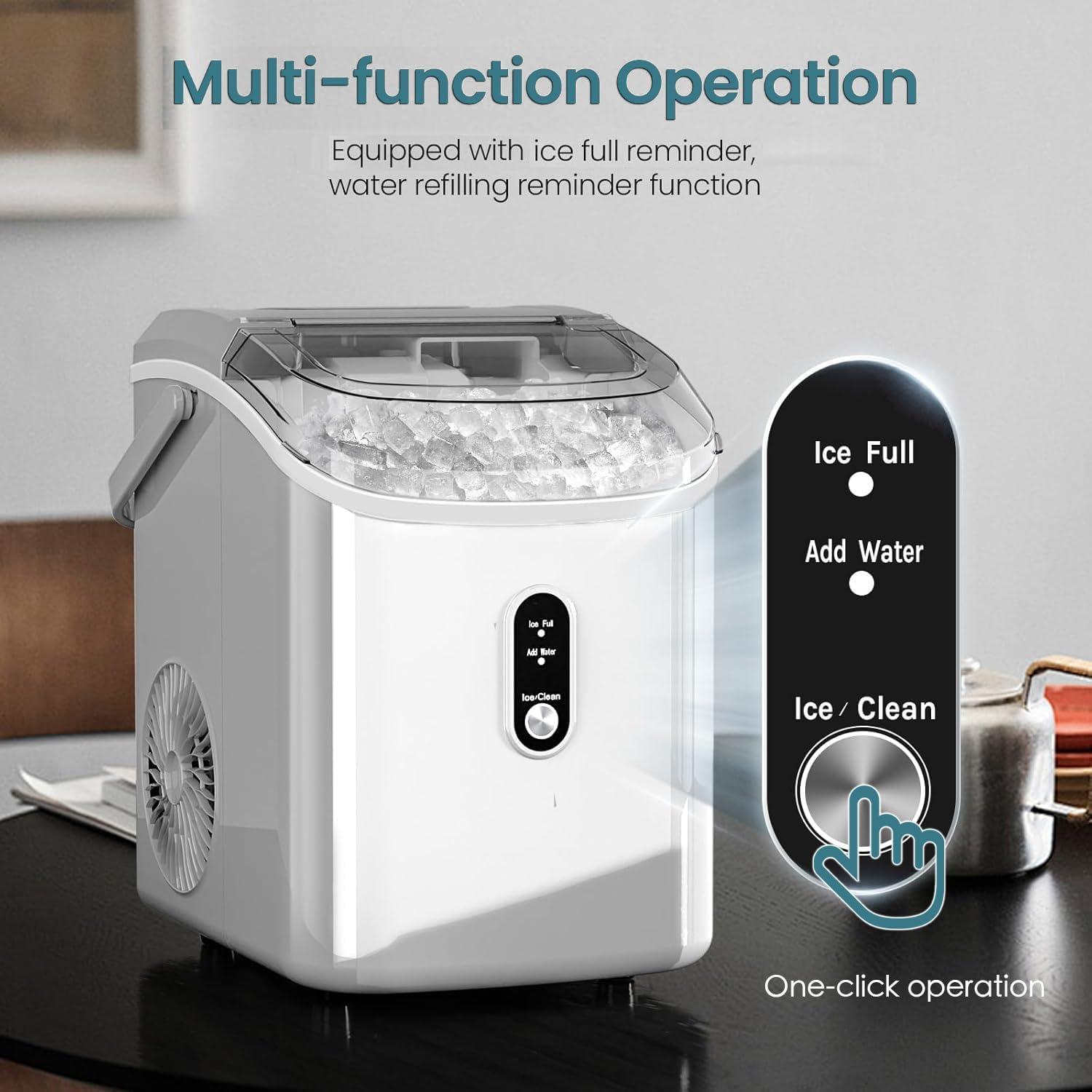 imageAntarctic Star Nugget Ice Maker Countertop Chewable Pellet Ice Machine with Self Cleaning Function Pebble Portable Ice Maker with Ice Scoop for Home Kitchen Office White