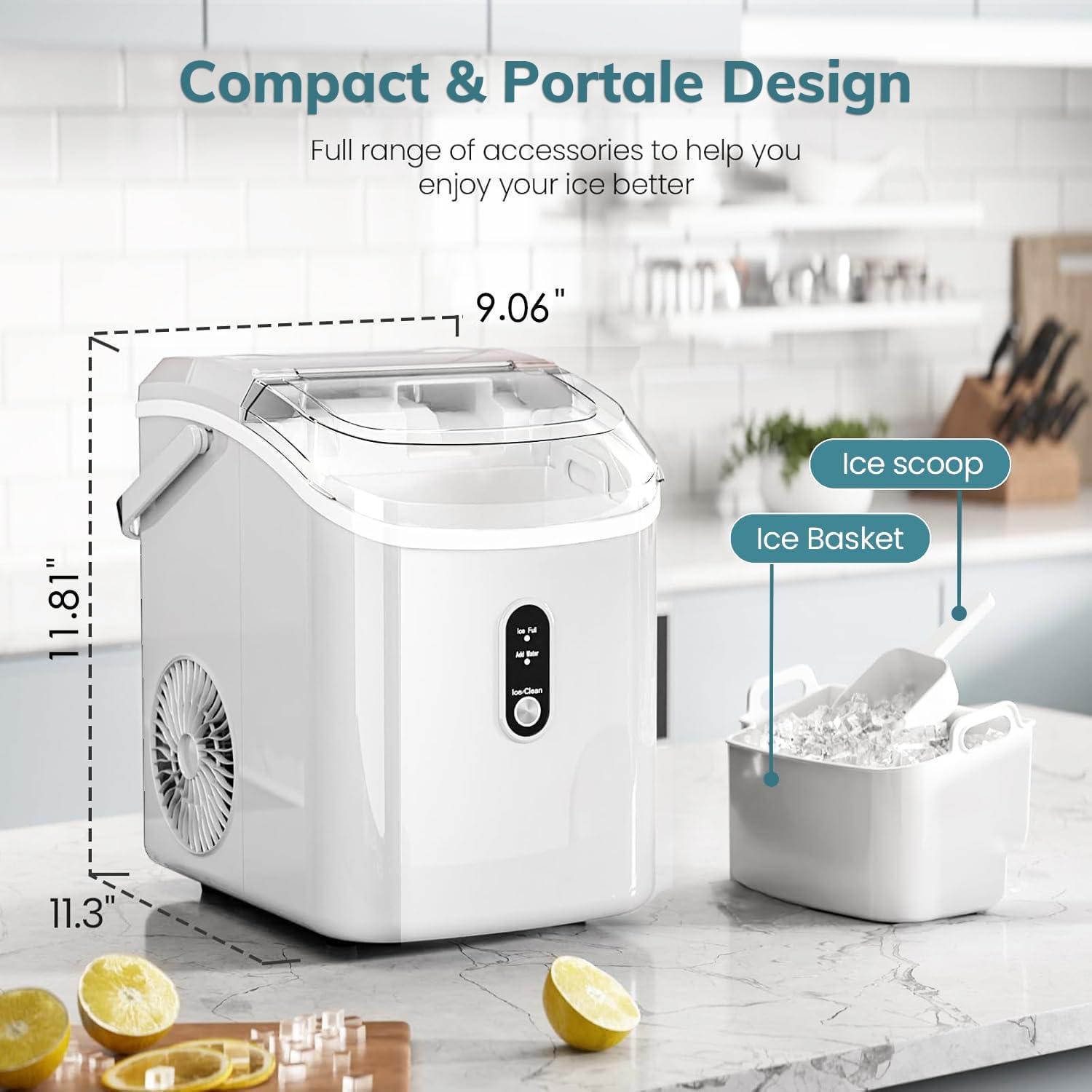 imageAntarctic Star Nugget Ice Maker Countertop Chewable Pellet Ice Machine with Self Cleaning Function Pebble Portable Ice Maker with Ice Scoop for Home Kitchen Office White