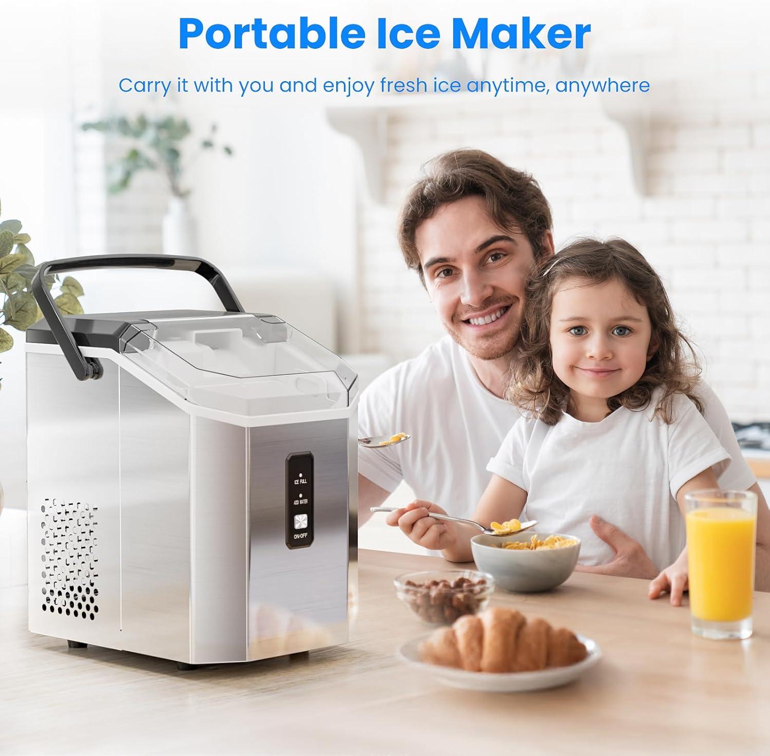 imageAntarctic Star Nugget Ice Makers Countertop Portable Ice Maker Machine with SelfCleaning 35lbs24H Crushed Ice Machine with Handle ampamp Scoop for Home Kitchen Office and CampingStainless Steel