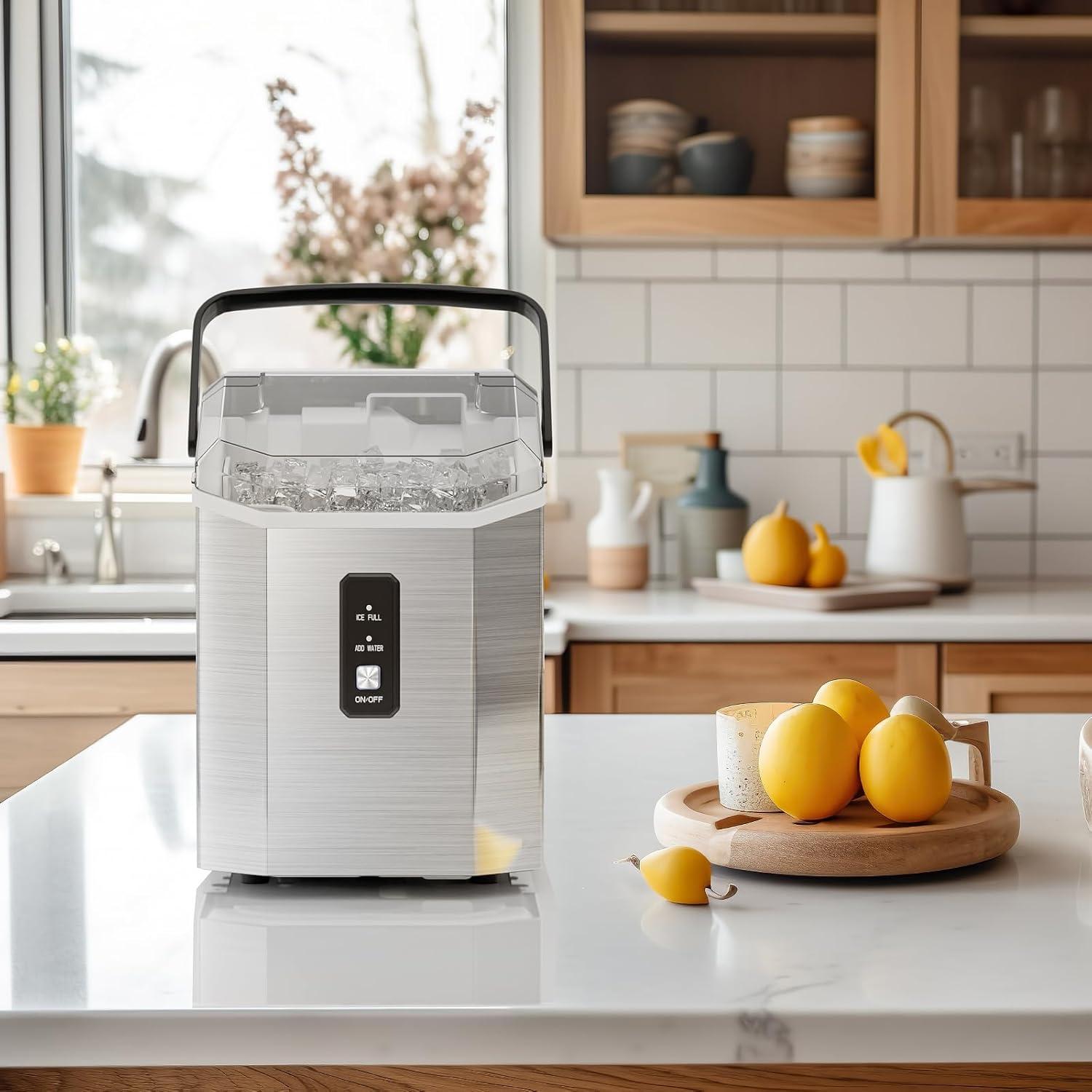 imageAntarctic Star Nugget Ice Makers Countertop Portable Ice Maker Machine with SelfCleaning 35lbs24H Crushed Ice Machine with Handle ampamp Scoop for Home Kitchen Office and CampingStainless Steel