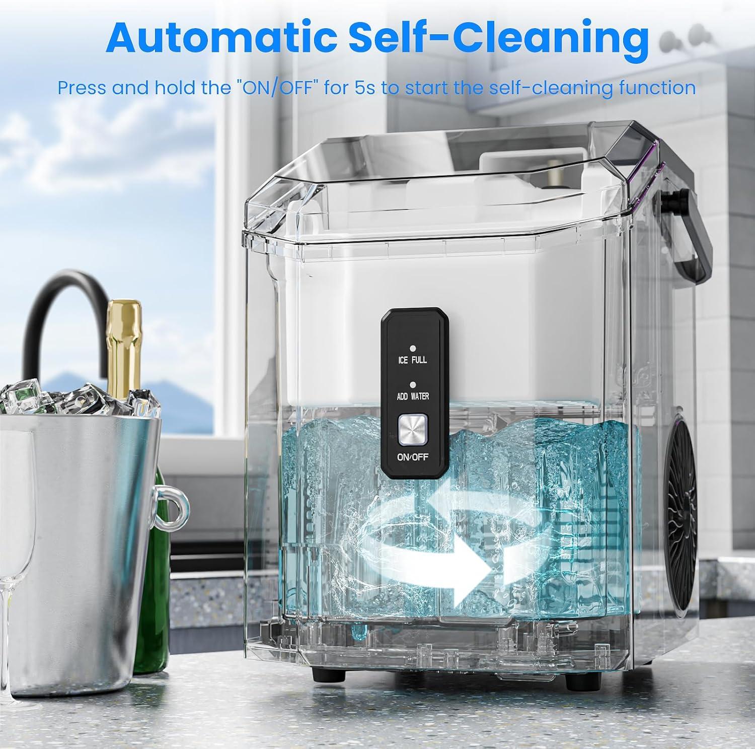 imageAntarctic Star Nugget Ice Makers Countertop Portable Ice Maker Machine with SelfCleaning 35lbs24H Crushed Ice Machine with Handle ampamp Scoop for Home Kitchen Office and CampingStainless Steel
