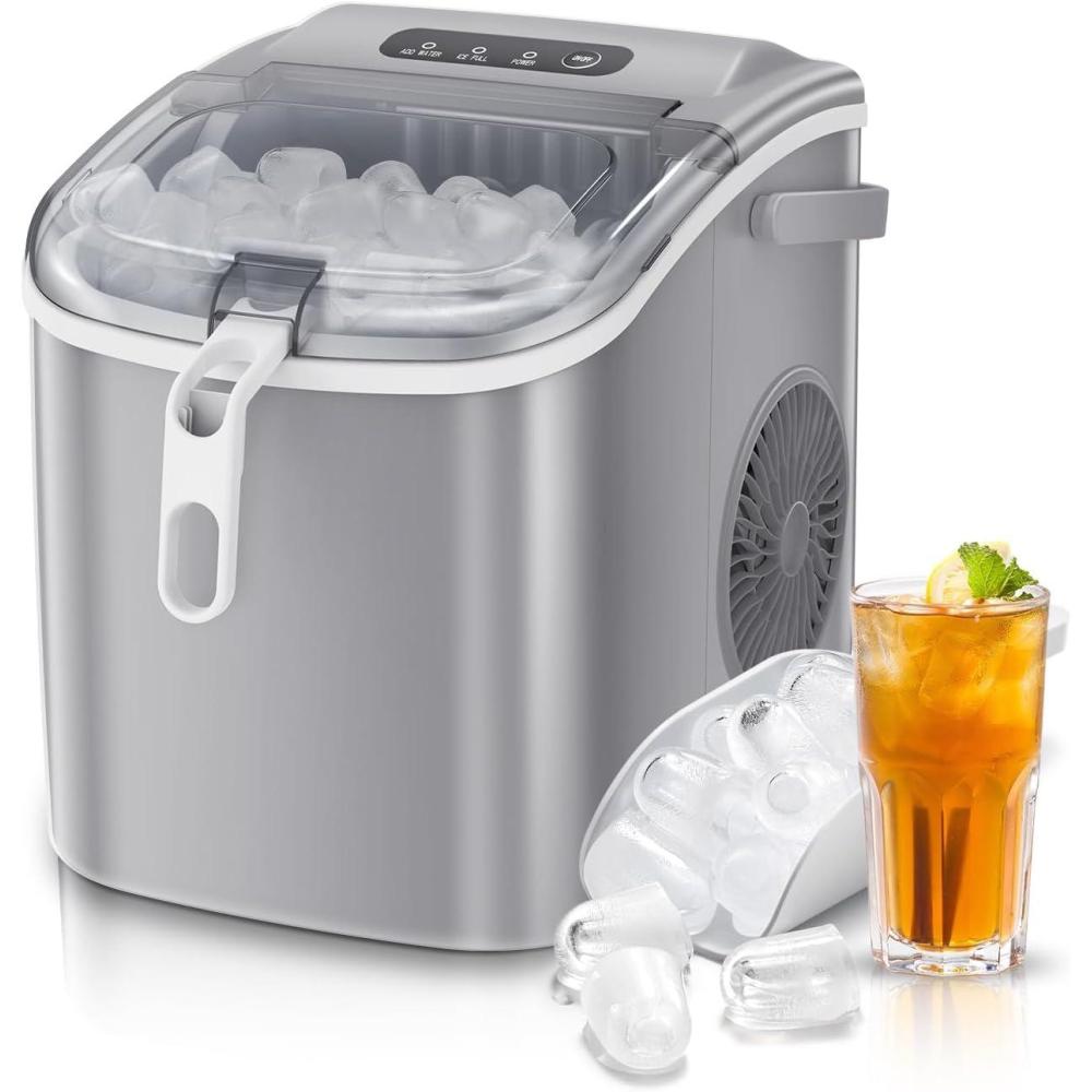 imageAntarctic Star Countertop Ice Maker Portable Ice Machine with HandleSelfCleaning Bullet Ice Makers 26Lbs24H 9 Ice Cubes Ready in 6 Mins for Home Kitchen Bar Party Grey