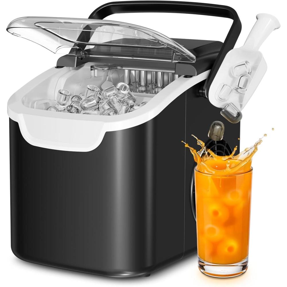 imageAntarctic Star Countertop Ice Maker with Handle Selectable SL Ice Size 265 lbs24Hrs 8 Ice Cubes in 6 Mins AutoCleaning Portable with Ice Basket ampamp Scoop for HomeKitchenCampingRV