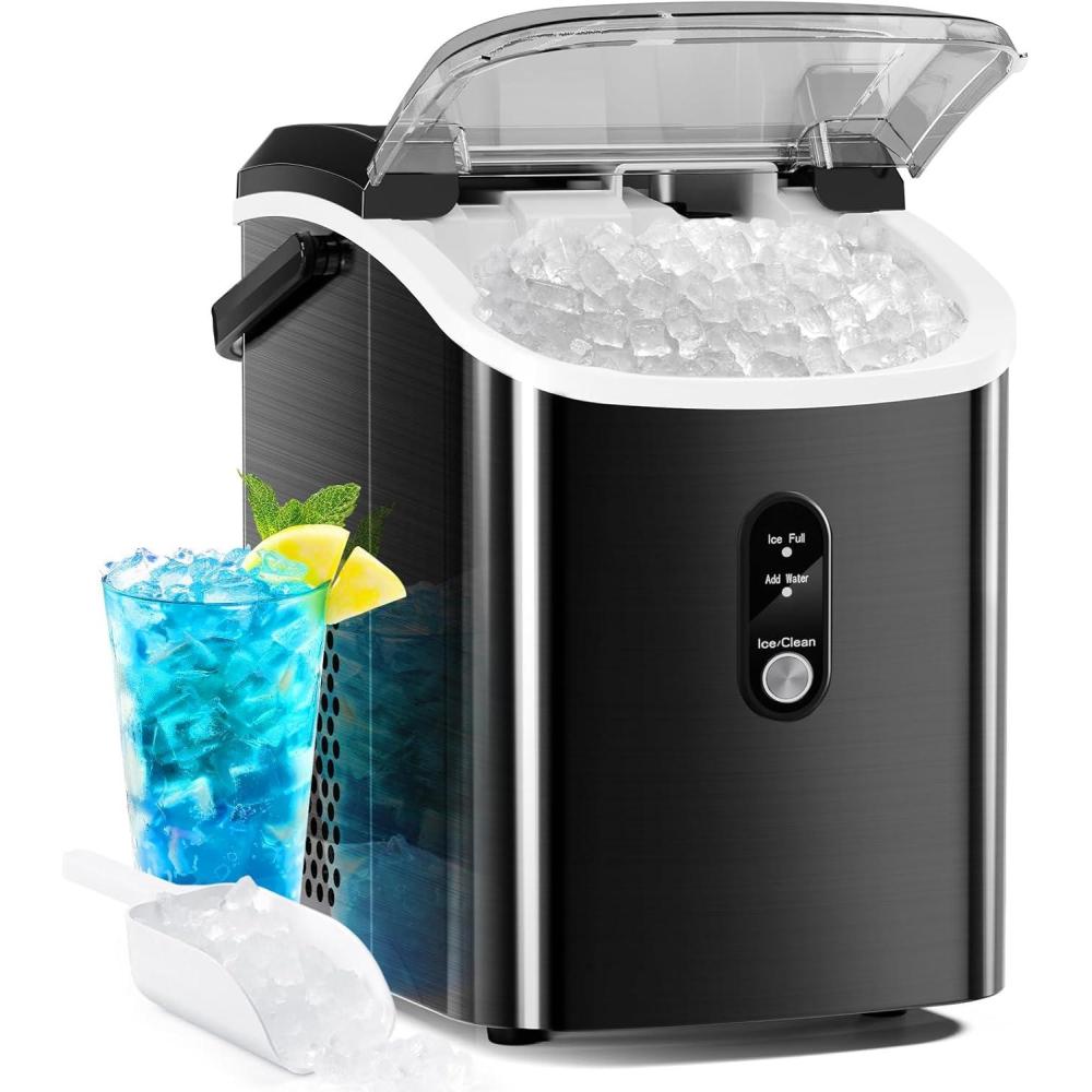 imageAntarctic Star Nugget Countertop Ice Maker with Soft Chewable Pellet Ice 34Lbs24H Pebble Portable Ice Machine SelfCleaning One Button Operation for Kitchen Bar Stainless Steel Black