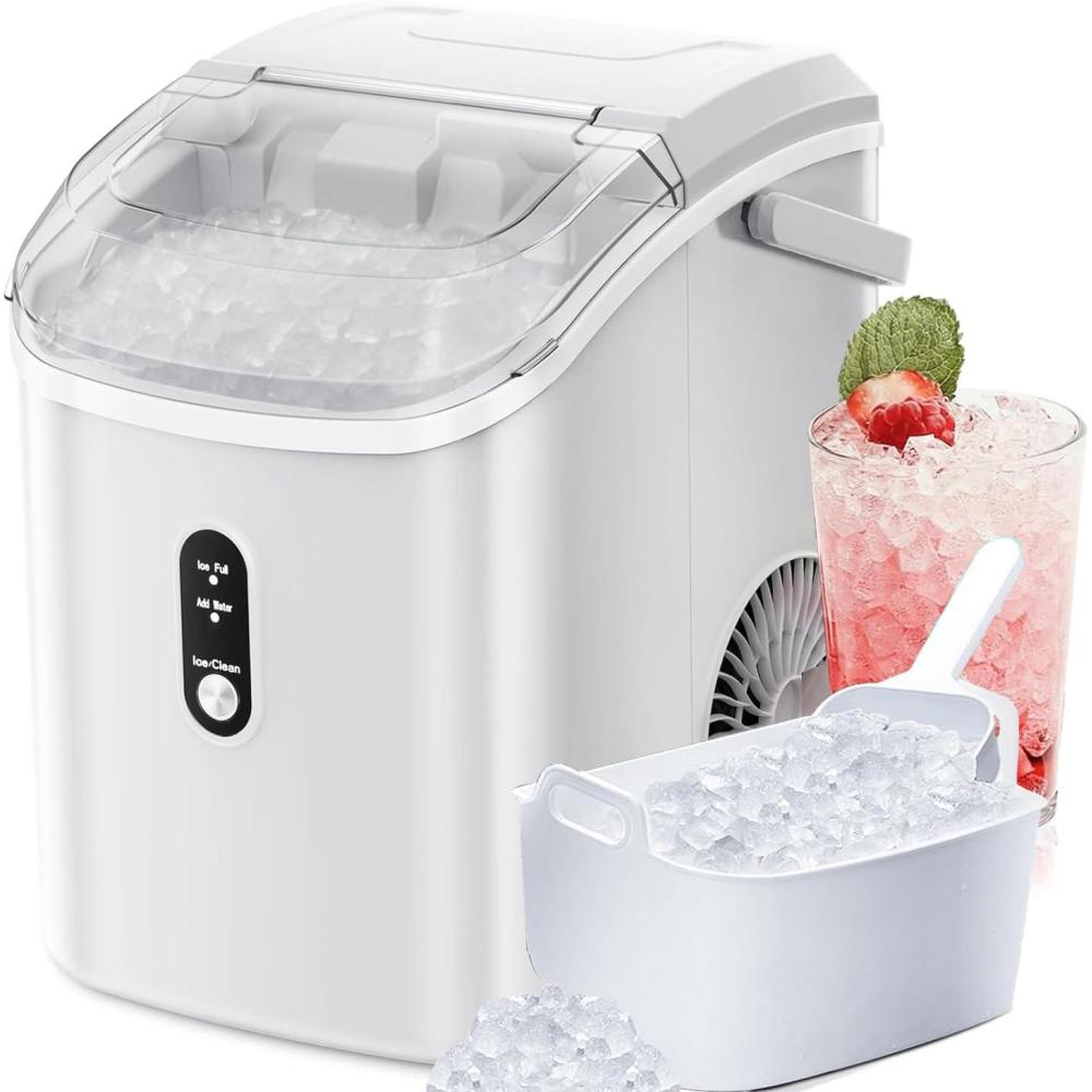 imageAntarctic Star Nugget Ice Maker Countertop Chewable Pellet Ice Machine with Self Cleaning Function Pebble Portable Ice Maker with Ice Scoop for Home Kitchen Office White
