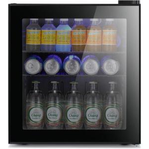imageAntarctic Star Mini Fridge Cooler  70 Can Beverage Refrigerator Black Glass Door for Beer Soda or Wine Small Drink Dispenser Machine Clear Front Removable for Home Office or Bar 16cuft Black