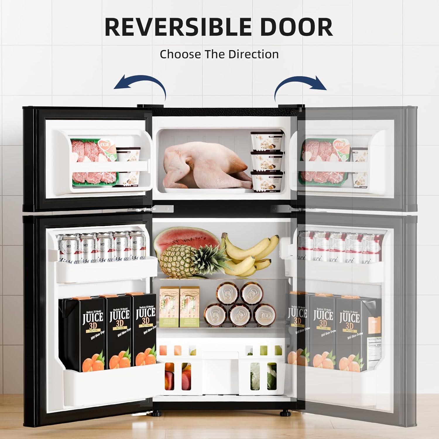 imageAntarctic Star Compact Refrigerator with Freezer2 Door Mini FridgeAdjustable ShelfSmall Fridge for Bedroom Office Dorm Kitchen32 CuFtBLACKBLACK