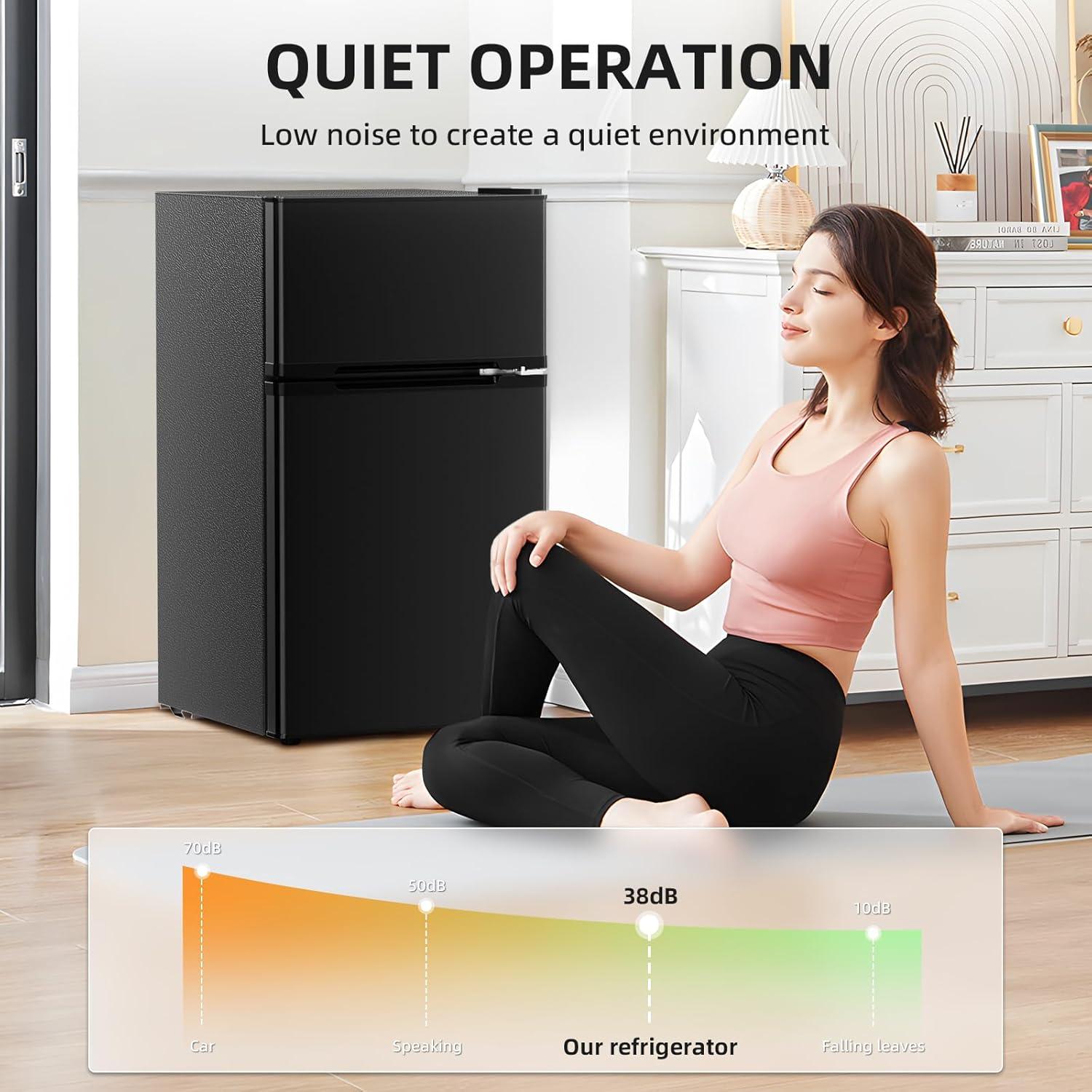 imageAntarctic Star Compact Refrigerator with Freezer2 Door Mini FridgeAdjustable ShelfSmall Fridge for Bedroom Office Dorm Kitchen32 CuFtBLACKBLACK