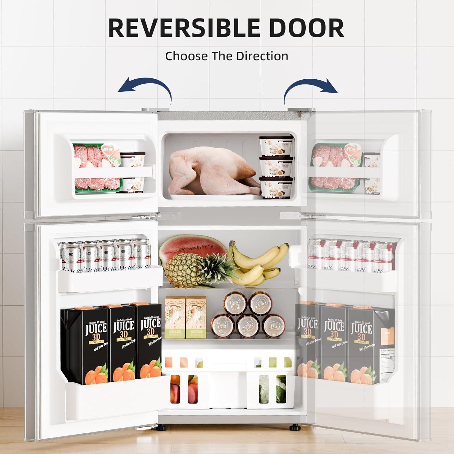 imageAntarctic Star Compact Refrigerator with Freezer2 Door Mini FridgeAdjustable ShelfSmall Fridge for Bedroom Office Dorm Kitchen32 CuFtBLACKGREY