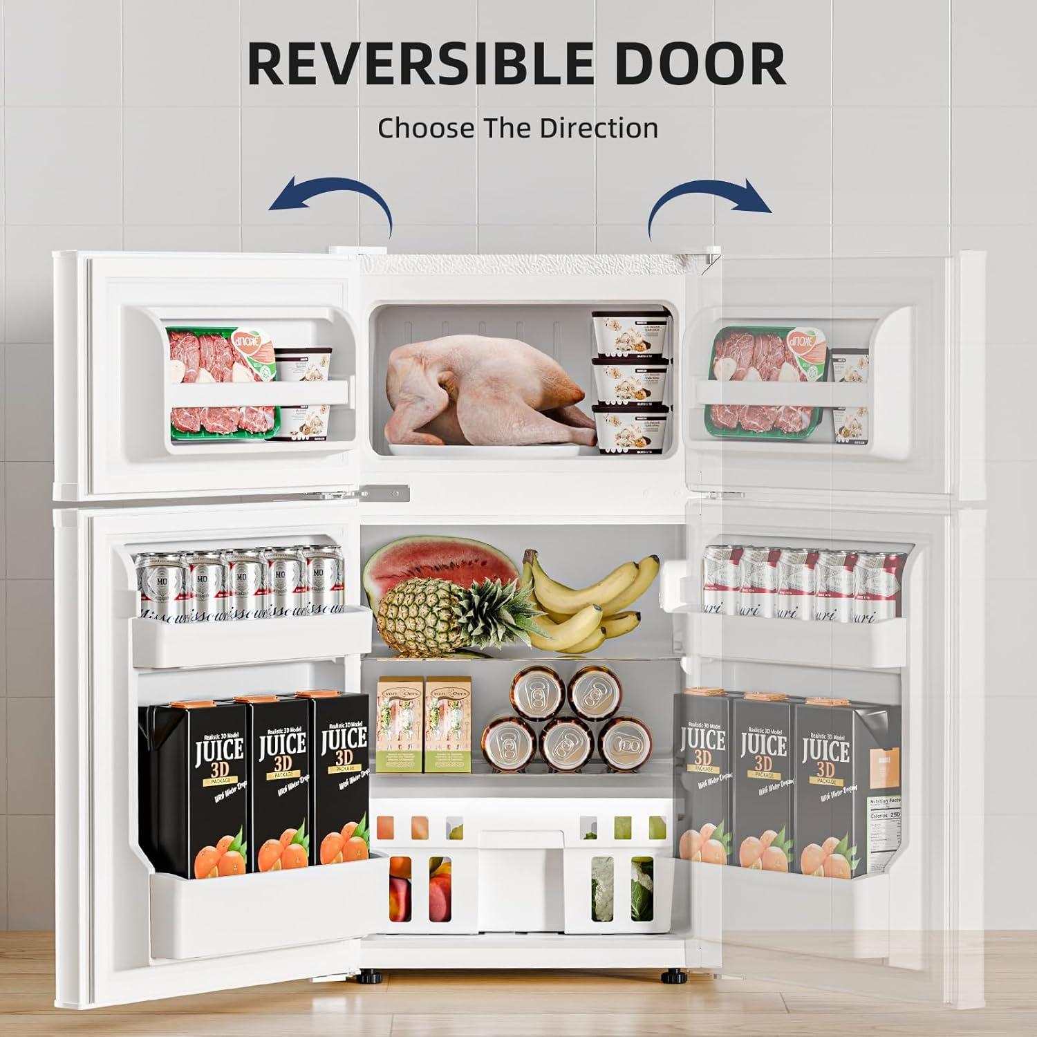 imageAntarctic Star Compact Refrigerator with Freezer2 Door Mini FridgeAdjustable ShelfSmall Fridge for Bedroom Office Dorm Kitchen32 CuFtBLACKWHITE