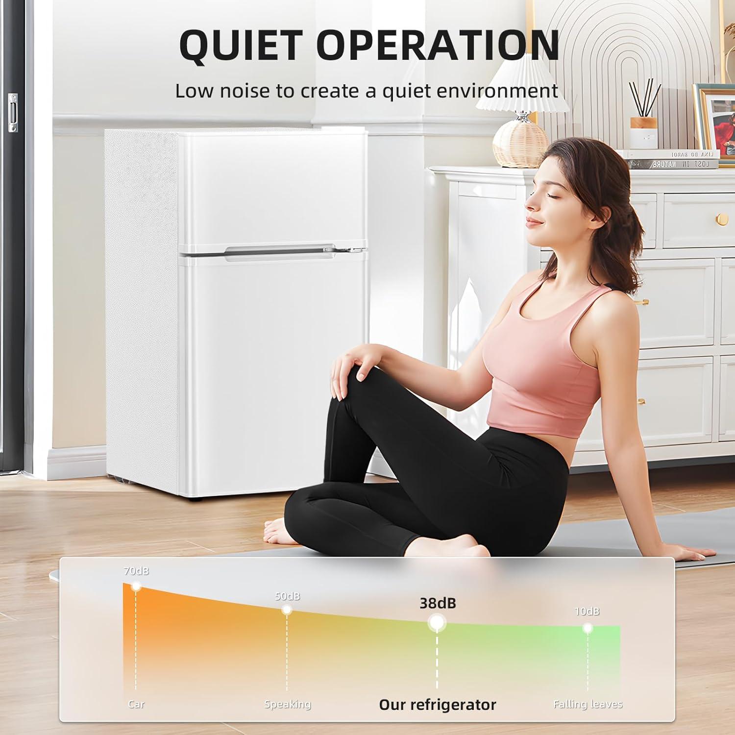 imageAntarctic Star Compact Refrigerator with Freezer2 Door Mini FridgeAdjustable ShelfSmall Fridge for Bedroom Office Dorm Kitchen32 CuFtBLACKWHITE