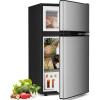 imageAntarctic Star Compact Refrigerator with Freezer2 Door Mini FridgeAdjustable ShelfSmall Fridge for Bedroom Office Dorm Kitchen32 CuFtBLACKSilver