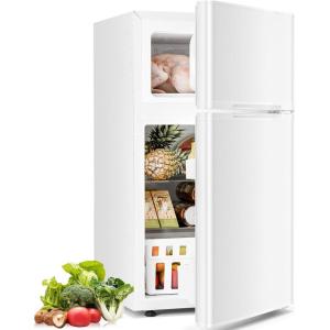 imageAntarctic Star Compact Refrigerator with Freezer2 Door Mini FridgeAdjustable ShelfSmall Fridge for Bedroom Office Dorm Kitchen32 CuFtBLACKWHITE