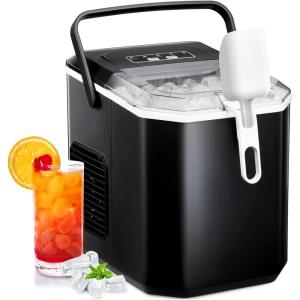 imageAntarctic Star Countertop Ice Maker with SL Bullet Ice 28 LBS24H Pebble Portable Ice Machine with Ice Scoop and Handle SelfCleaning OneClick Operation for Kitchen Office Home Use Black