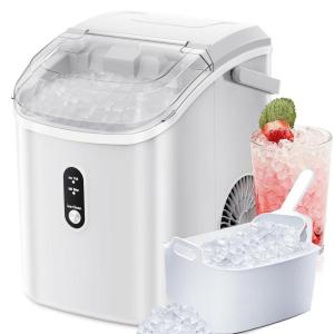 imageAntarctic Star Nugget Ice Maker Countertop Chewable Pellet Ice Machine with Self Cleaning Function Pebble Portable Ice Maker with Ice Scoop for Home Kitchen Office GreyWhite