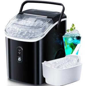 imageAntarctic Star Nugget Ice Maker Countertop Chewable Pellet Ice Machine with Self Cleaning Function Pebble Portable Ice Maker with Ice Scoop for Home Kitchen Office GreyBlack