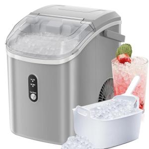 imageAntarctic Star Nugget Ice Maker Countertop Chewable Pellet Ice Machine with Self Cleaning Function Pebble Portable Ice Maker with Ice Scoop for Home Kitchen Office GreyGrey