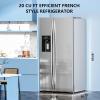 imageAntarctic Star 2 French Door Refrigerator Fridge with Side Freezer ampWater DispensorNugget Ice MakerampCube IceAdjustable Thermostat 20 Cu Ft Stainless SteelSilver