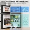 imageAntarctic Star Compact Refrigerator45 CuFt Mini Separate Freezer Double 2Door Adjustable Removable Shelves for ApartmentDormOfficeBLACKBlack