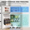 imageAntarctic Star Compact Refrigerator45 CuFt Mini Separate Freezer Double 2Door Adjustable Removable Shelves for ApartmentDormOfficeBLACKGrey