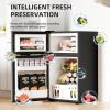 imageAntarctic Star Compact Refrigerator45 CuFt Mini Separate Freezer Double 2Door Adjustable Removable Shelves for ApartmentDormOfficeBLACKSilver