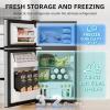 imageAntarctic Star Compact Refrigerator45 CuFt Mini Separate Freezer Double 2Door Adjustable Removable Shelves for ApartmentDormOfficeBLACKSilver