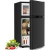 imageAntarctic Star Compact Refrigerator45 CuFt Mini Separate Freezer Double 2Door Adjustable Removable Shelves for ApartmentDormOfficeBLACKBlack