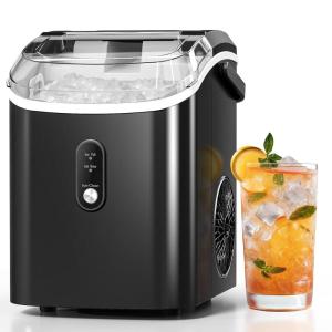imageAntarctic Star Nugget Ice Makers Countertop with AutoCleaning 35lbsDay Portable Sonic Ice Machine with Handle Basket and Scoop for HomeKitchenOfficeCampingStainless Steel SilverBlack