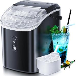 imageNugget Countertop Ice Maker with Soft Chewable Pellet Ice Automatic 34Lbs24HPebble Portable Ice Machine with Ice Scoop SelfCleaning OneClick Operation for KitchenOffice BarHighlight Black