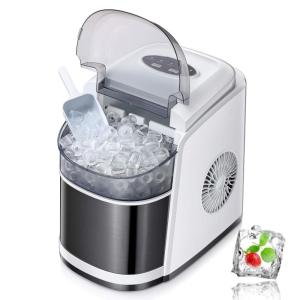 imageAntarctic Star Ice Maker Machine CountertopPortable Automatic 9 Ice Cubes Ready in 8 MinutesMakes 26 lbs of Ice per 24 HoursSelfCleanSeeThrough Lid for HomeBarParty WhiteWhite