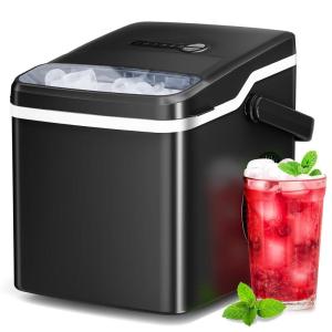 imageAntarctic Star Ice Maker Machine CountertopPortable Automatic 9 Ice Cubes Ready in 8 MinutesMakes 26 lbs of Ice per 24 HoursSelfCleanSeeThrough Lid for HomeBarParty WhiteBlack
