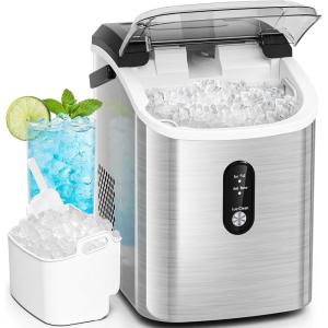 imageAntarctic Star Nugget Ice Makers Countertop with Handle 35lbsDay Portable Sonic Ice Machine with AutoCleaning Basket and Scoop for HomeKitchenOfficeCampingStainless Steel Silver