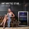 imageAntarctic Star 145 Can Wine CoolerCabinet Beverage Refrigerator Freestanding Small Wine Cellar for Soda Beer Counter Top Bar Fridge Quiet Operation Compressor Digital Door Black Glass 44CuFt