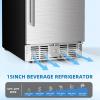 imageAntarctic Star 15 Inch Outdoor Beverage Refrigerator 135 Can Stainless Steel Mini Fridge Undercounter Builtin or Freestanding Fast Cooling Low Noise Wine Cooler for Home Patio 3250F