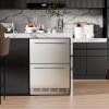 imageAntarctic Star 24 Inch Outdoor Beverage Refrigerator Double Drawer Stainless Steel Mini Fridge 145 Cans Builtin or Freestanding Undercounter Wine Cooler for Home amp Patio 3250F Silver
