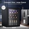 imageAntarctic Star 26 Cu Ft Mini Fridge with Freezer Compact Refrigerator with Temperature Control Reversible Door LED Light Energy Efficient for HomeOfficeBarBedroomBlack