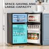 imageAntarctic Star 32 CuFtMini Refrigerator with FreezerDouble Door Mini FridgeCompact RefrigeratorAdjustable ThermostatMini Refrigerator for BedrooOfficeDormKitchenGRAYBLACK