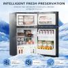 imageAntarctic Star 32 CuFtMini Refrigerator with FreezerDouble Door Mini FridgeCompact RefrigeratorAdjustable ThermostatMini Refrigerator for BedrooOfficeDormKitchenGRAYBLACK