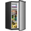 imageAntarctic Star Compact Refrigerator Mini Fridge with Freezer Single Reversible Door Dorm Fridge Wire Shelf Defrost Button for Bedroom Office kitchen 17 Cu Ft BlackSilver