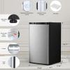 imageAntarctic Star Compact Refrigerator Mini Fridge with Freezer Single Reversible Door Dorm Fridge Wire Shelf Defrost Button for Bedroom Office kitchen 17 Cu Ft BlackSilver