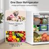 imageAntarctic Star Compact Refrigerator Mini Fridge with Freezer Single Reversible Door Dorm Fridge Wire Shelf Defrost Button for Bedroom Office kitchen 17 Cu Ft BlackWhite