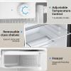 imageAntarctic Star Compact Refrigerator with Freezer 26 CuFt Mini Fridge with Adjustable ThermostatSingle DoorRemovable Glass Shelves for DormKitchenOfficeBLACK